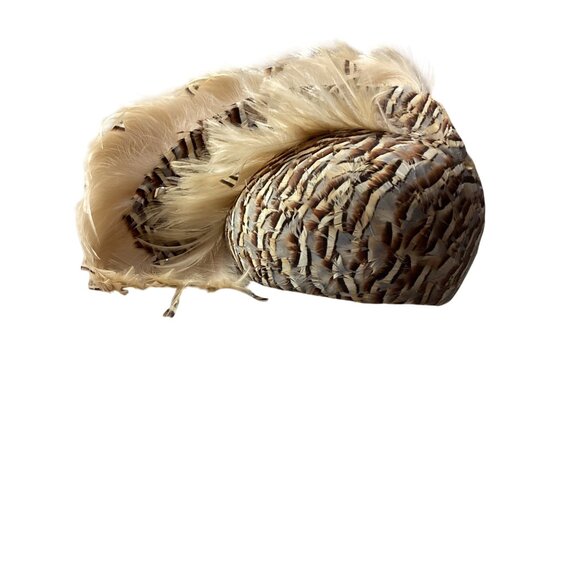 Vintage Jack McConnell Feather Hat W/Rhinestone Accents*Cream Feathers*Halloween - Picture 4 of 10